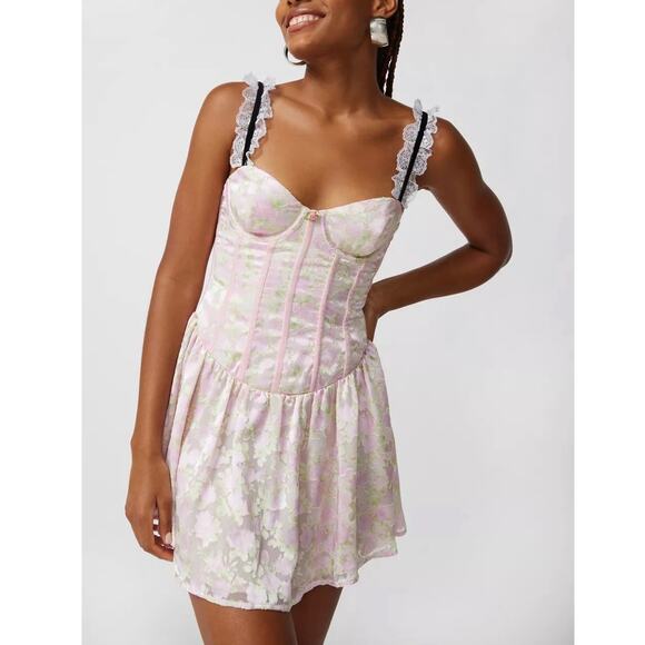 For Love And Lemons Dresses & Skirts - For Love & Lemons Tatiana Small Mini Dress Pink Floral NWT